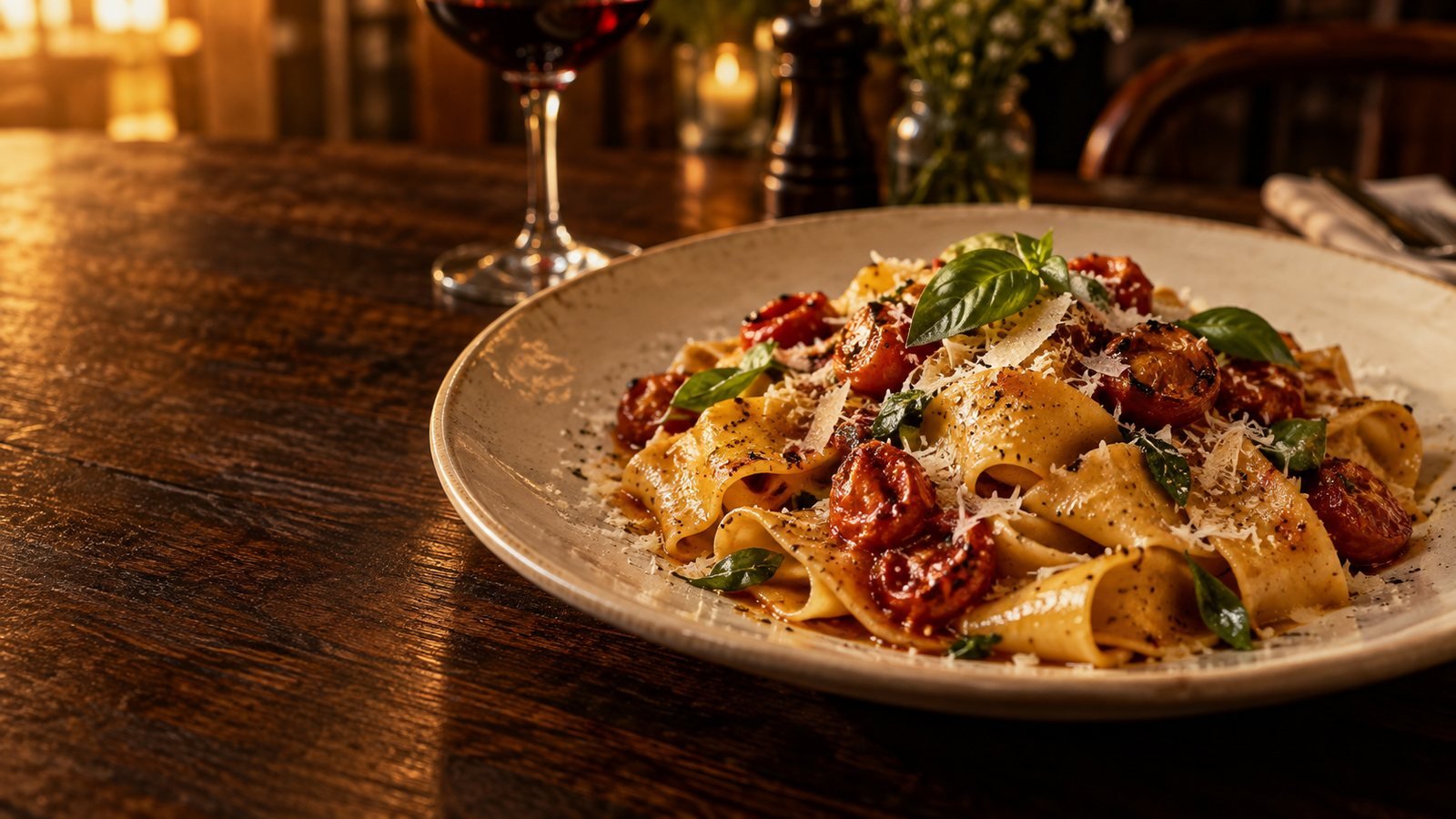 Illustrative restaurant pasta dish
