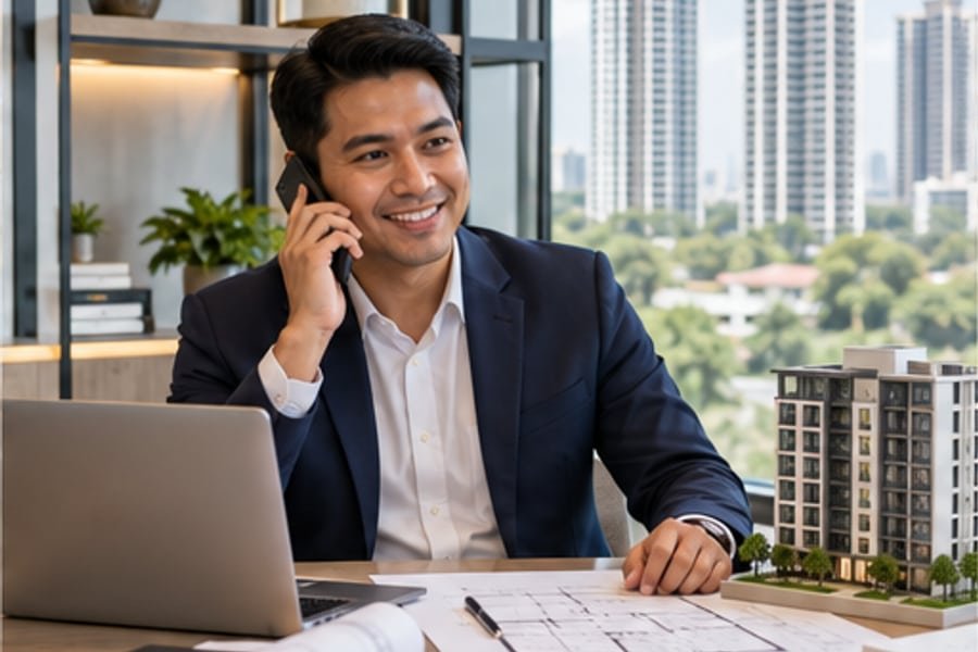Illustrative property management AI call assistant