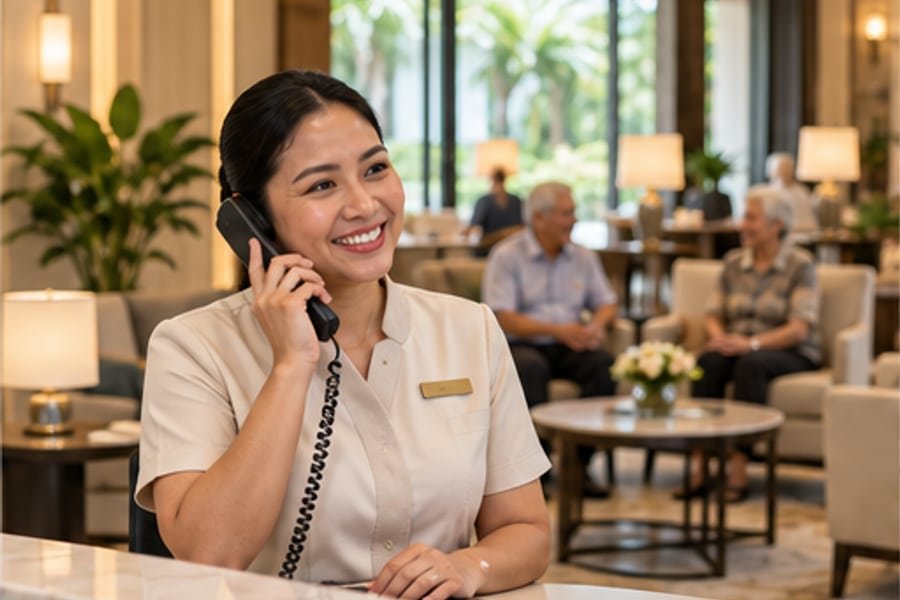 Illustrative senior living AI call assistant